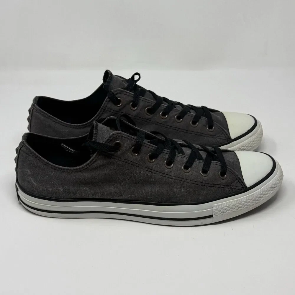 Converse All Star Low Sneakers Mens 13 Stonewashed Gray Canvas Studded Shoes - Picture 3 of 16